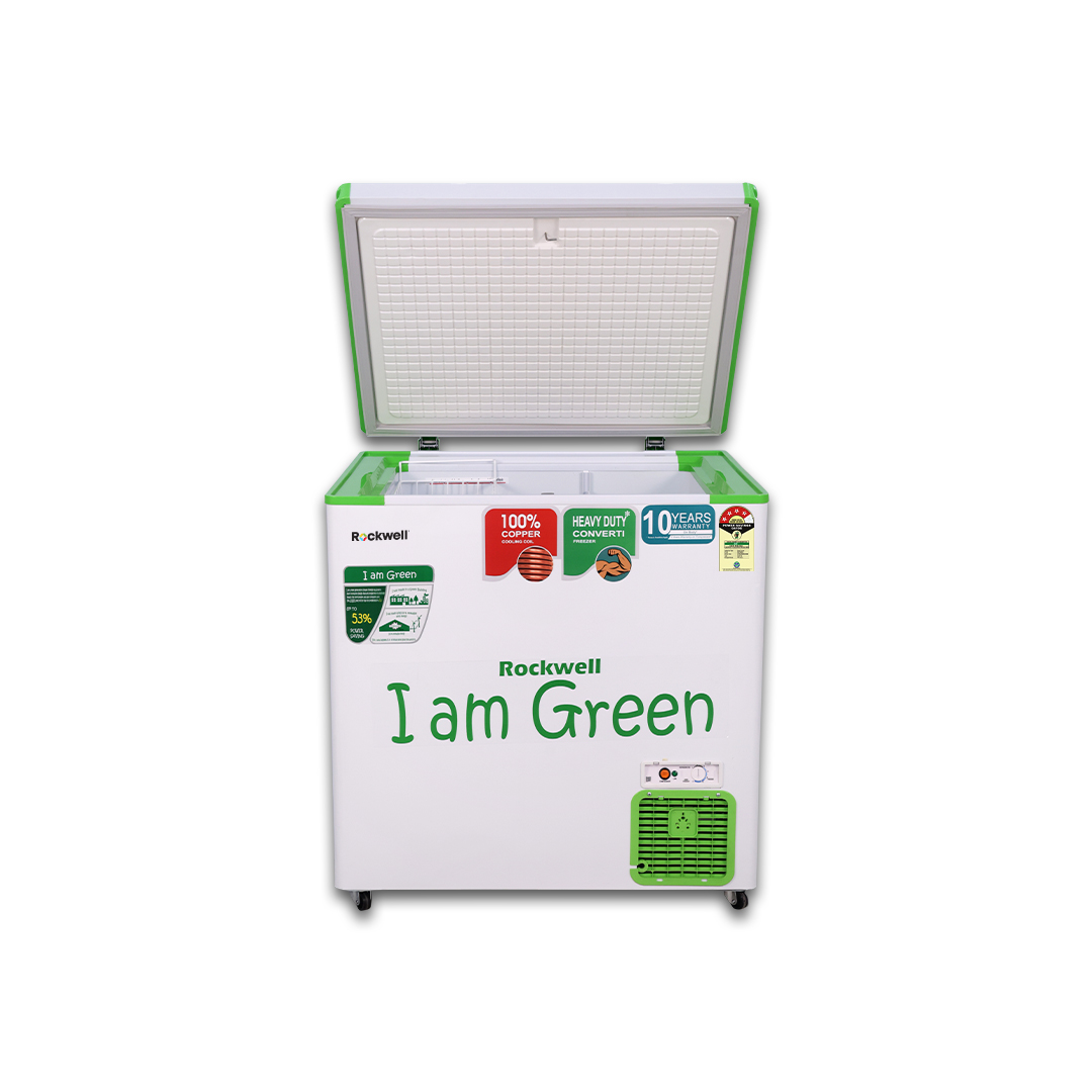 Rockwell 250SDUC, 4 star, Convertible GREEN Deep Freezer, Single Door, with 10 yrs. Warranty on Cooling Coil and Upto 53% Power Saving