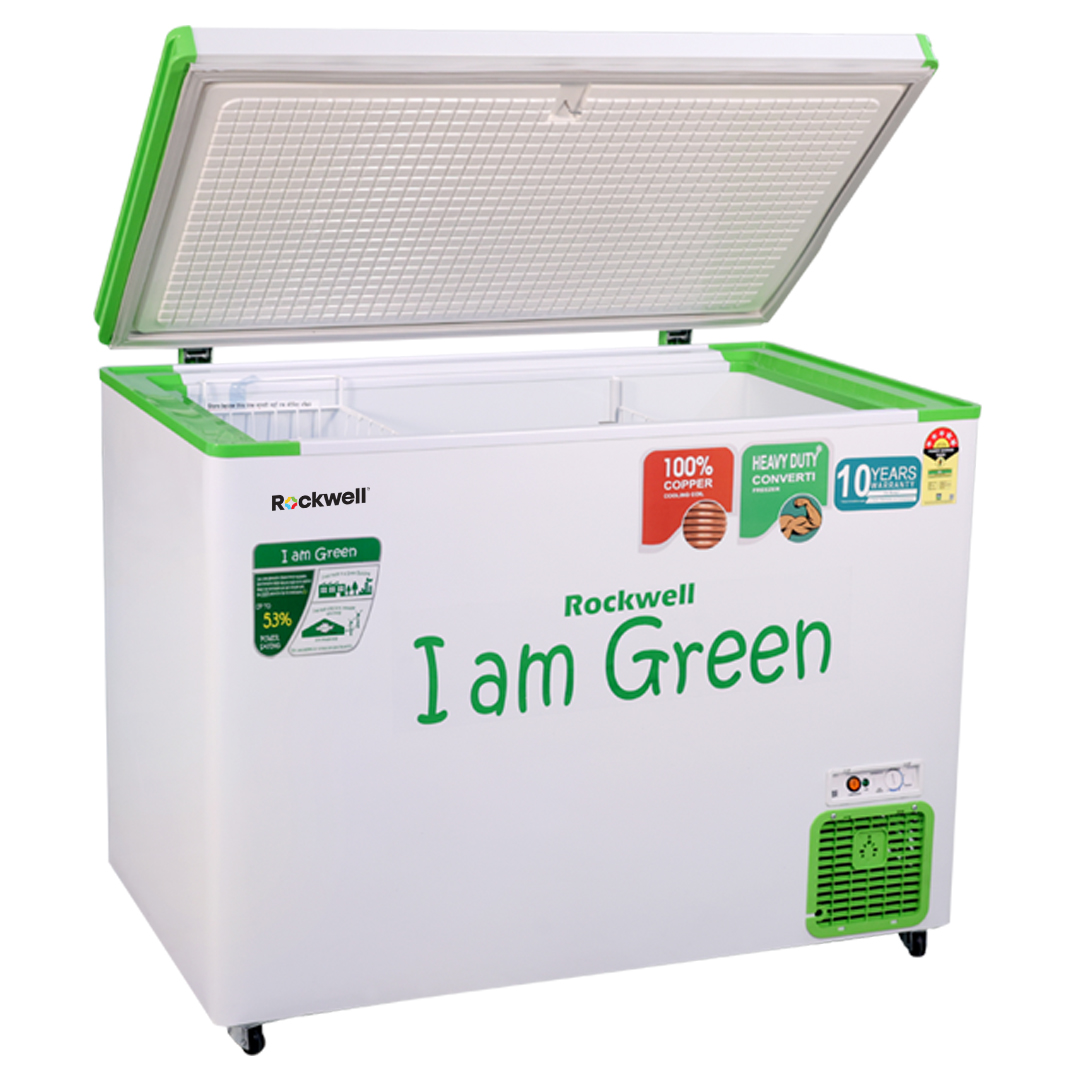 Rockwell 350SDUC, 5 Star, Convertible GREEN Deep Freezer, Single Door, with 10 yrs. Warranty on Cooling Coil and Upto 53% Power Saving - Image 2