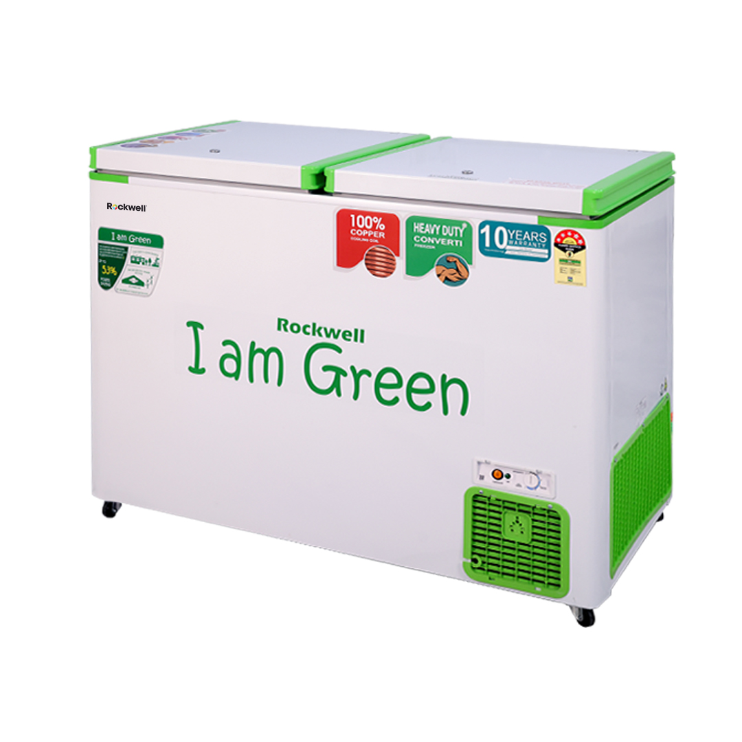 ROCKWELL 350DDUC, 5 Star, Convertible GREEN Deep Freezer, Double Door, with 10 yrs. Warranty on Cooling Coil and Upto 53% Power Saving - Image 2