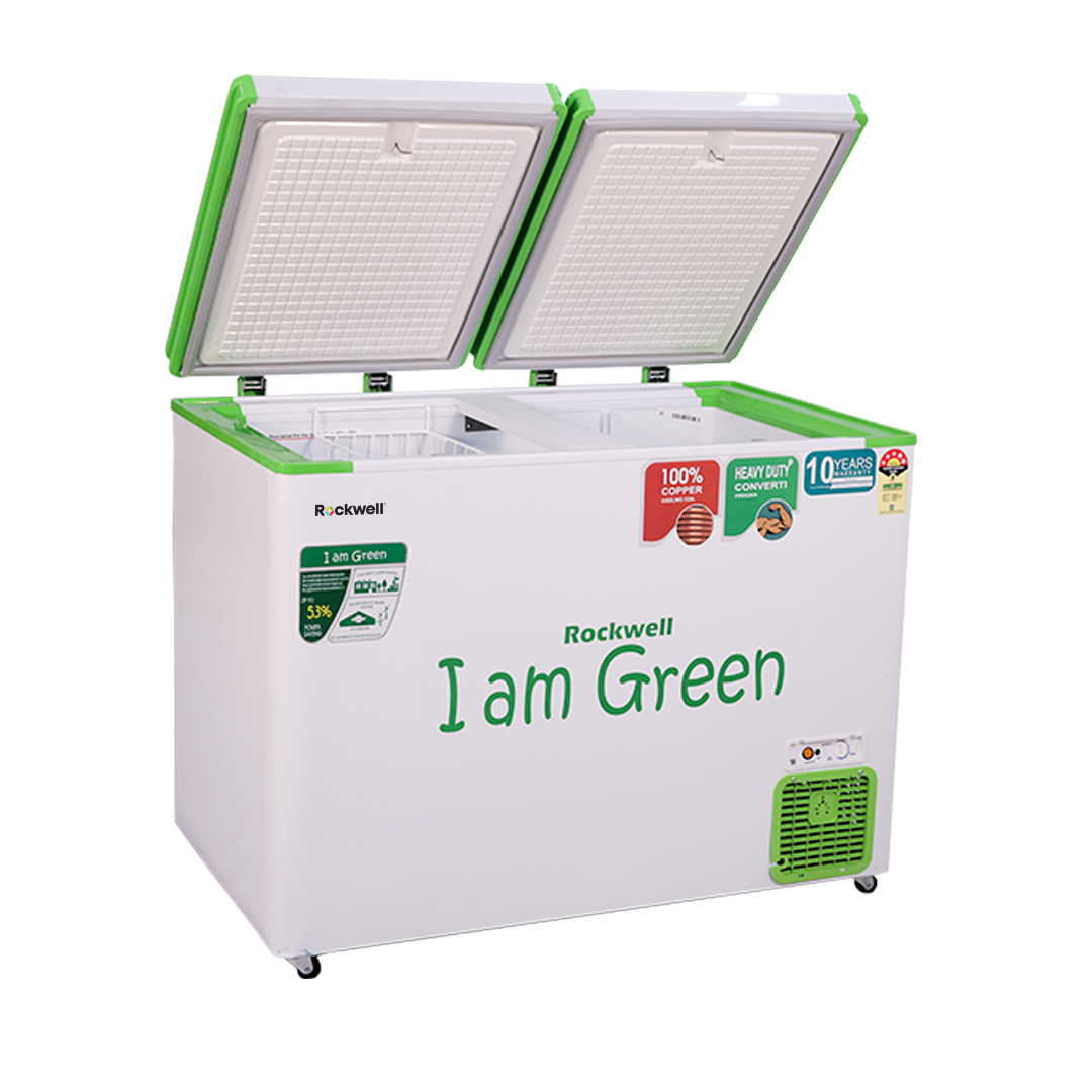 ROCKWELL 350DDUC, 5 Star, Convertible GREEN Deep Freezer, Double Door, with 10 yrs. Warranty on Cooling Coil and Upto 53% Power Saving - Image 3