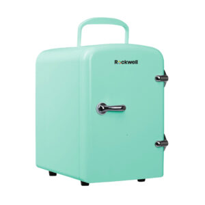 Rockwell 4L Retro Mini Fridge and Warmer, AC/DC Portable Thermoelectric Cooler/Warmer for Skincare, Cosmetics,Beverage, Snacks & Medicine, Fits 6 Cans – Green