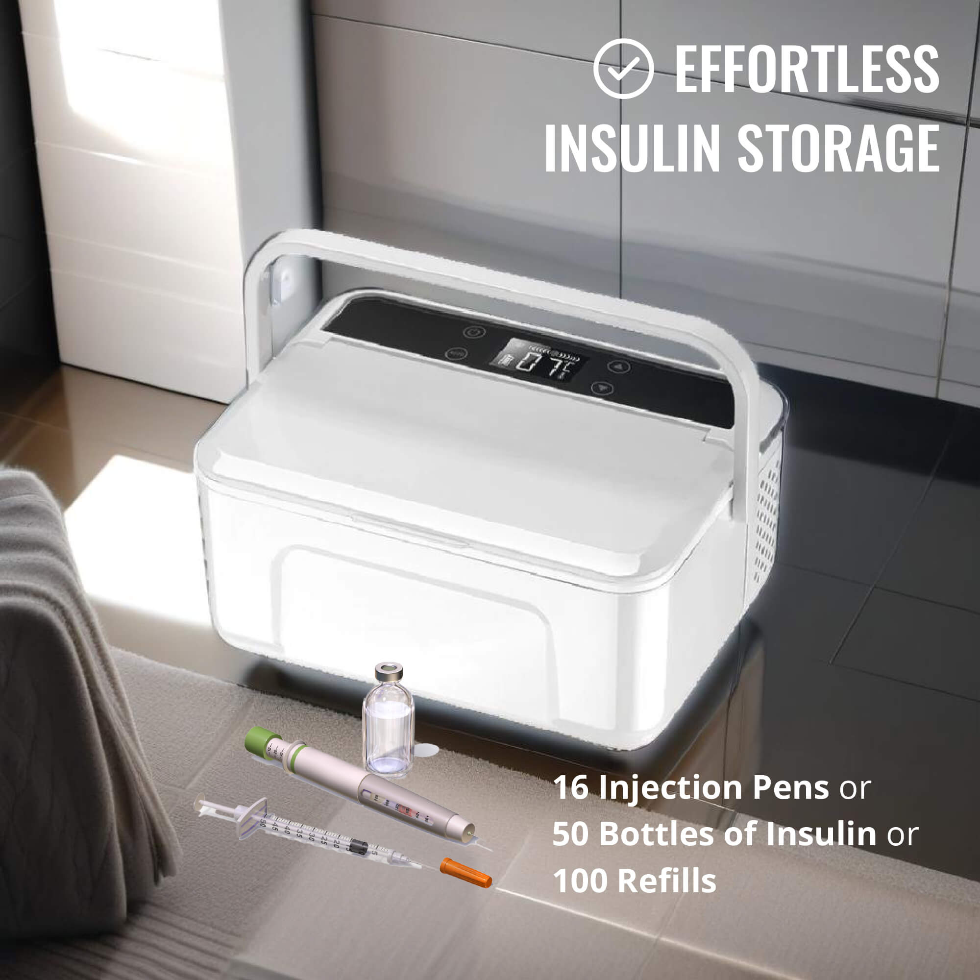 Rockwell 1L Insulin Fridge, holds 16 Injection Pens or 50 Bottles of Insulin or 100 refills, White - Image 6